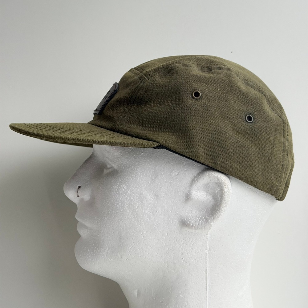 Filson Tin Cloth 5-Panel Cap Mens Olive Green Waxed Canvas Hat Leather Strap - Picture 5 of 10
